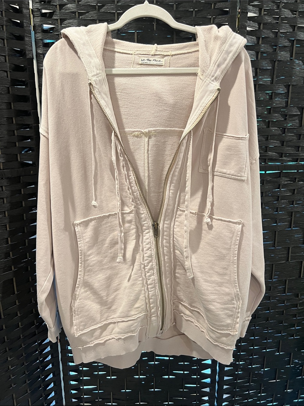 We the Free  People Light Blush Oversized  Hoodie Jacket